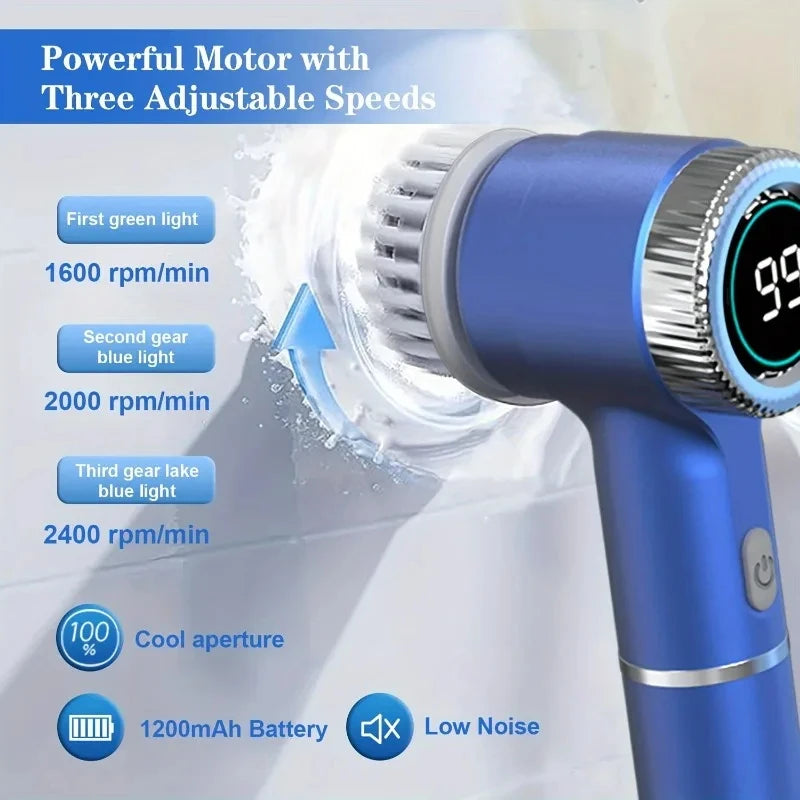 TurboClean 5X™ | Brosse Électrique Rotative Rechargeable 5 Embouts & 3 Vitesses