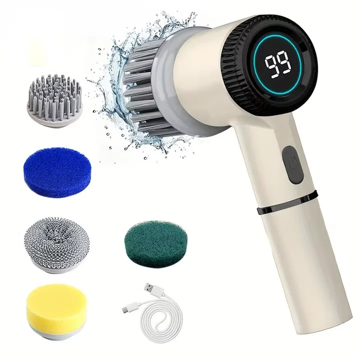TurboClean 5X™ | Brosse Électrique Rotative Rechargeable 5 Embouts & 3 Vitesses